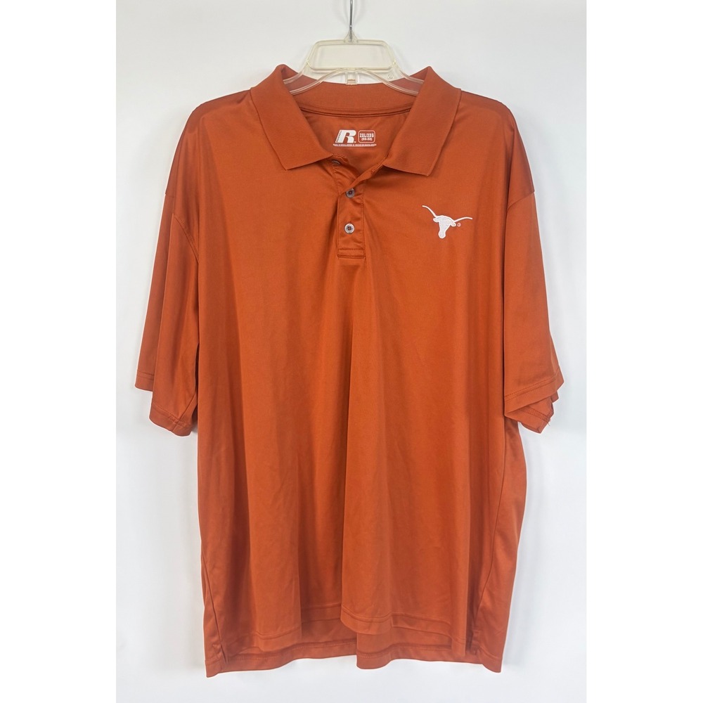 Texas Longhorns Burnt Orange Polo Russell Athletic Shirt Men 2XL NCAA Collegiate